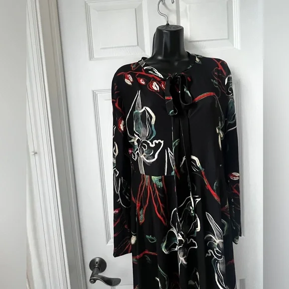 Zara Keyhole Midi Floral Dress size L - Picture 4 of 16